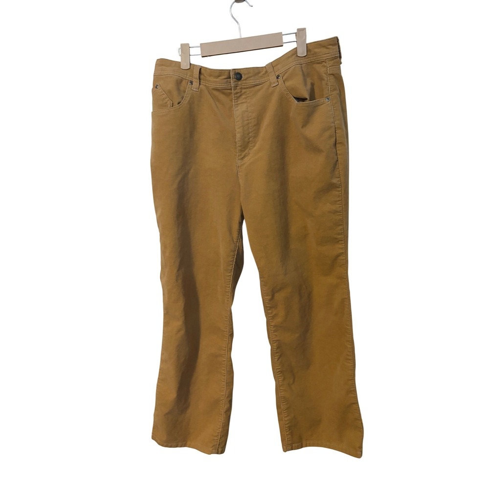 Chicos Women Tan Corduroy Flare Pants Size 3 / XL/16 Short